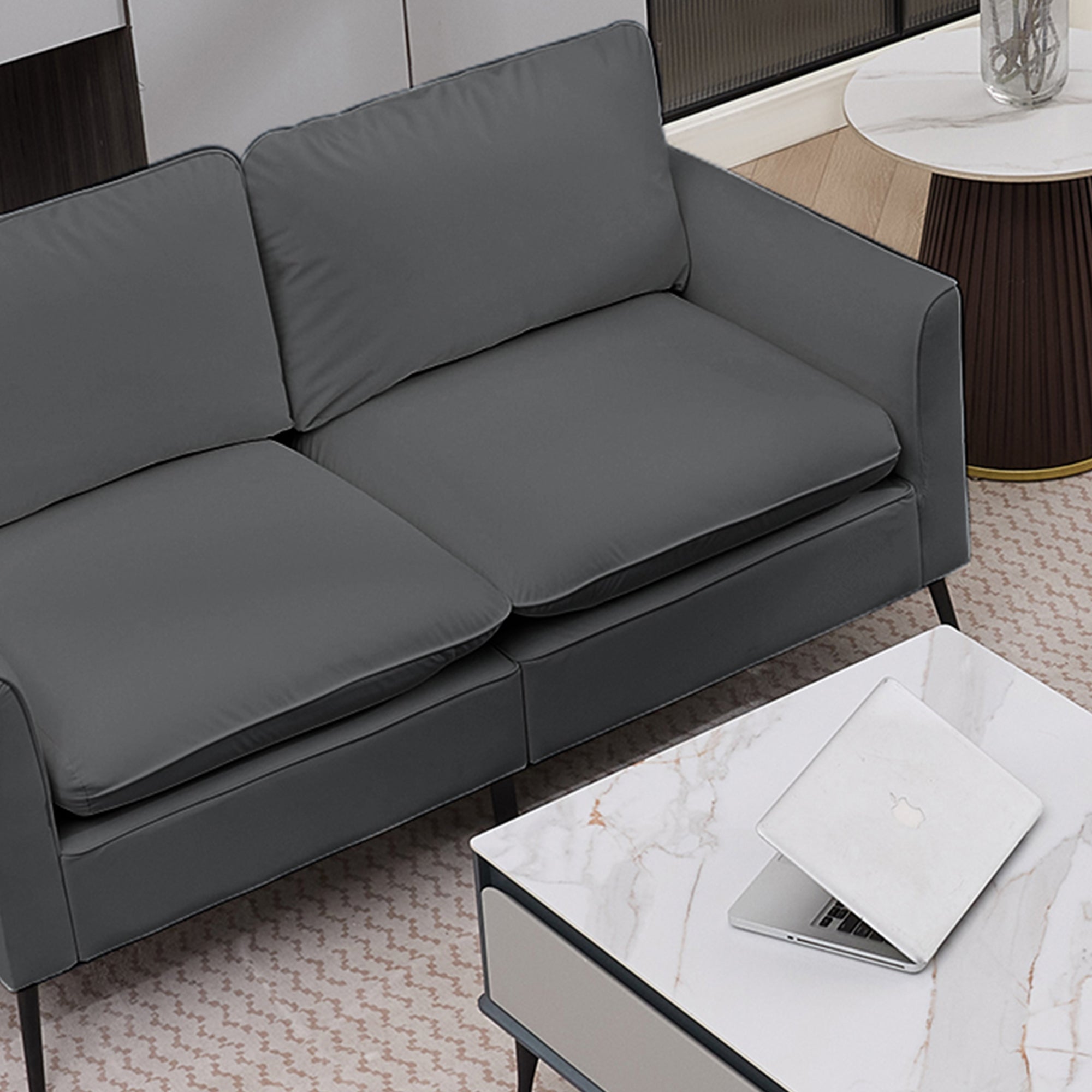 TS Cat Paw Leather Upholstered Loveseat