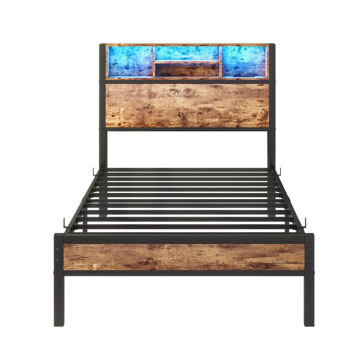 Twin Size Bed Frame with Storage Headboard