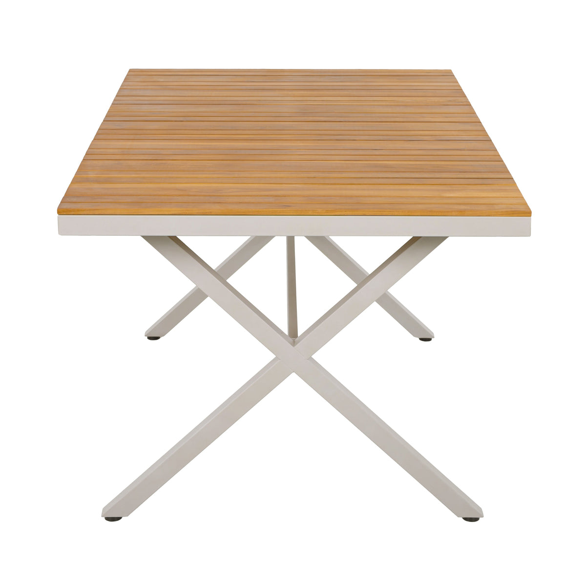 Outdoor 5-Piece Dining Set - Rectangular Teak Wood Table + 4 Wicker Chairs