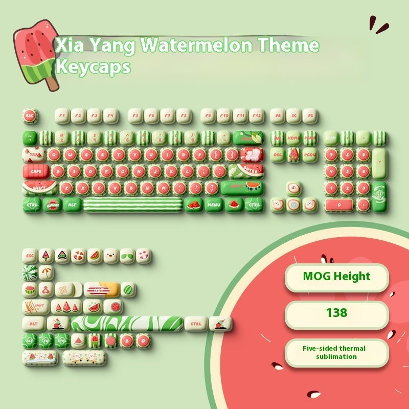 Watermelon Theme Five-sided Sublimation MOG Height PBT Small Steamed Bun Key Cap Mushroom Type