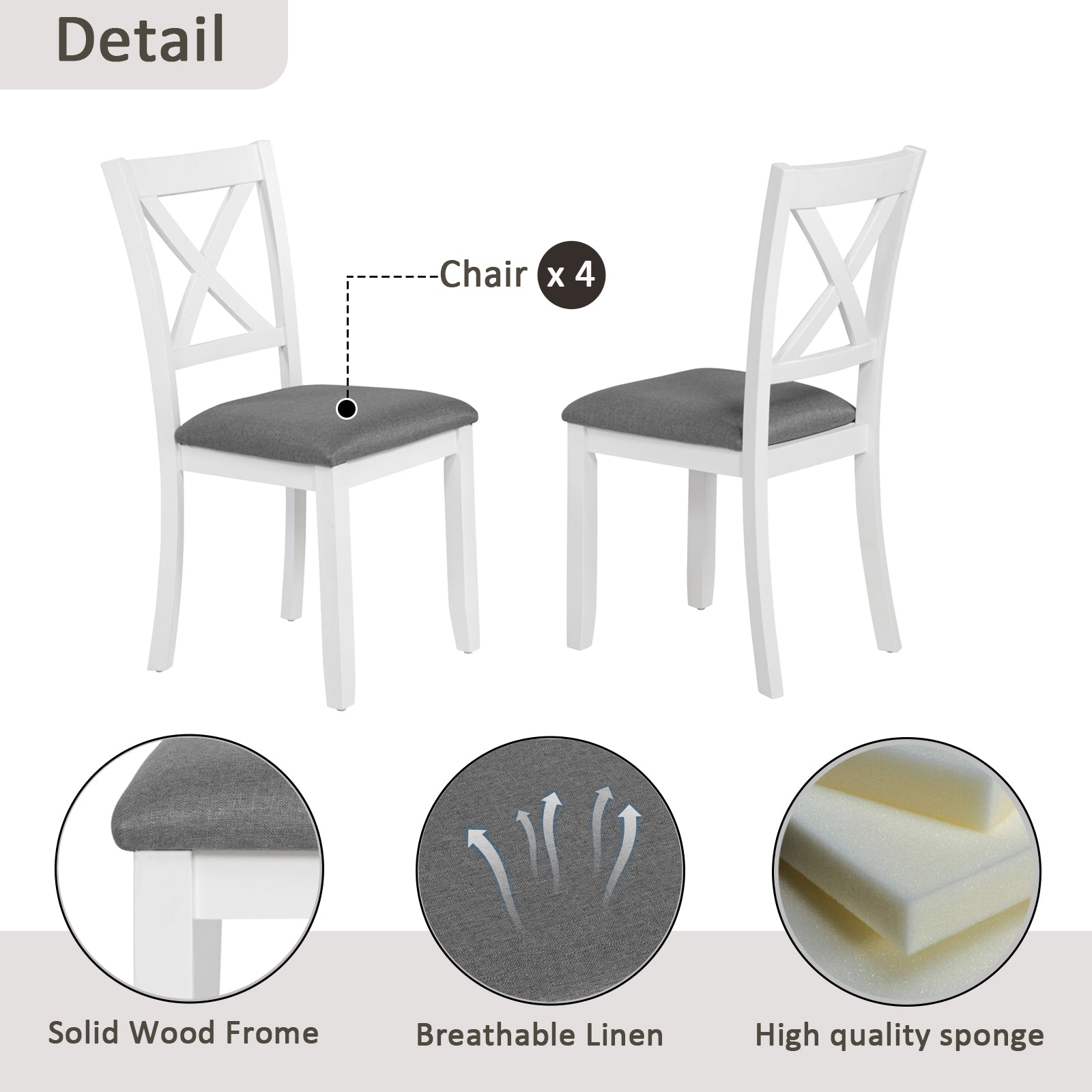 5-Piece Dining Table Set with 4 Chairs