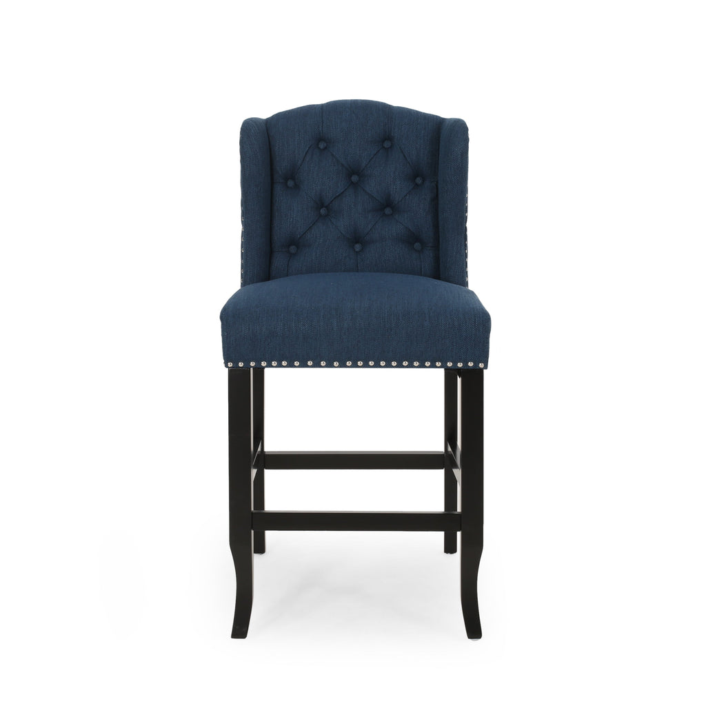 Vienna Contemporary Fabric Tufted Wingback Counter Stools, Set of 2