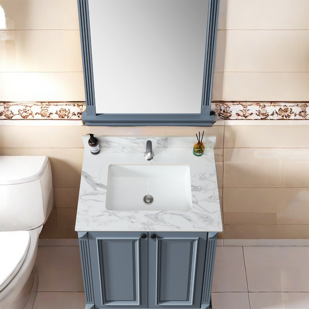 31"x22" Bathroom Vanity Top in Sintered Stone Carrara