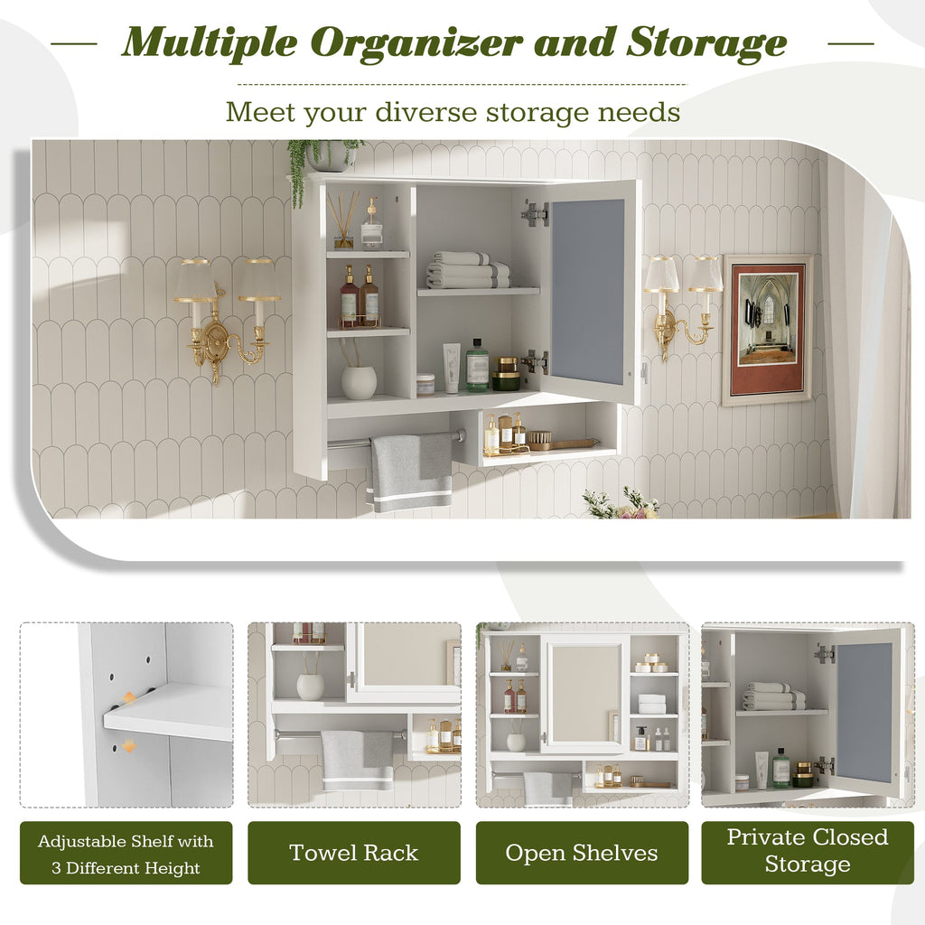 35 inch Wall-Mount 2-in-1 Mirror Cabinet