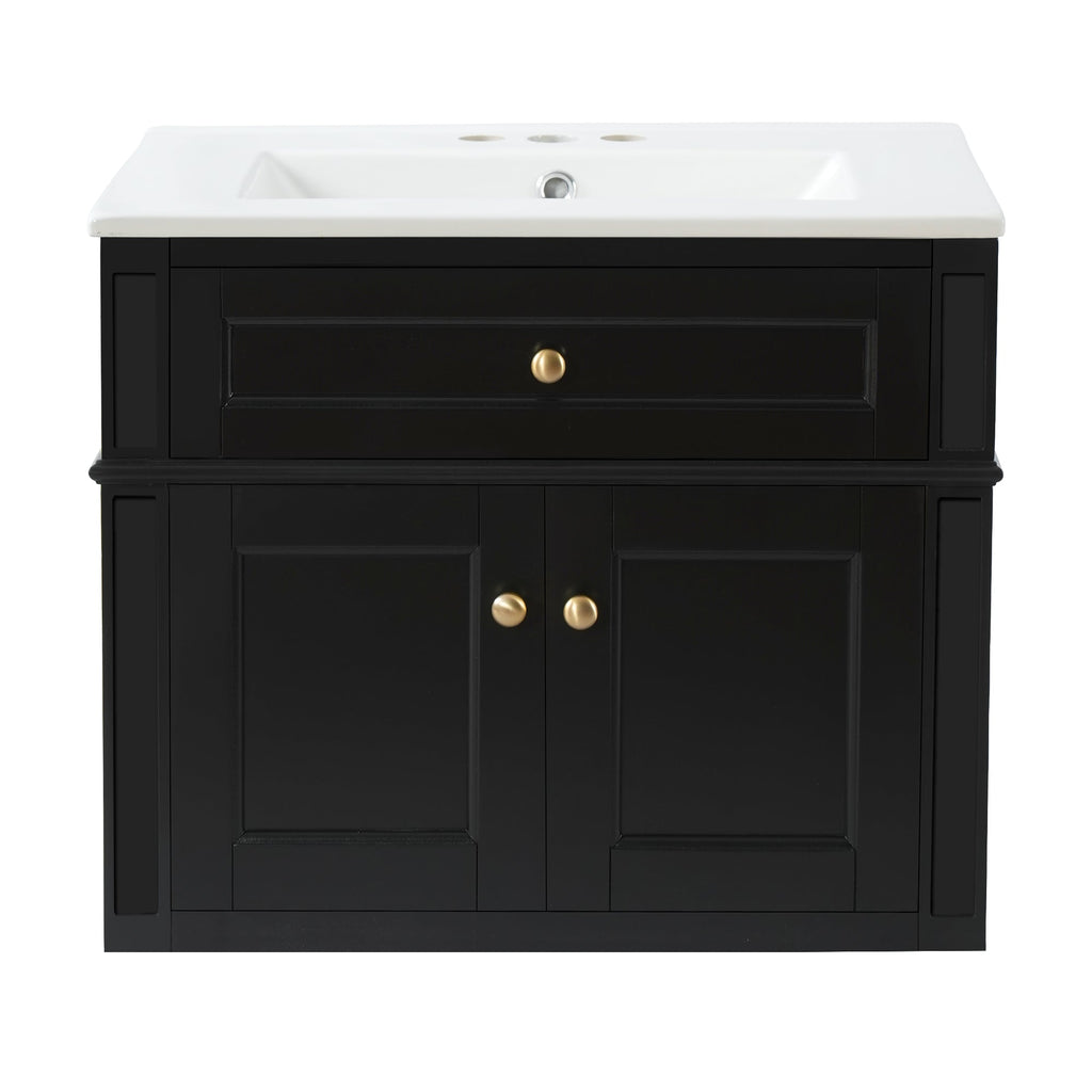 24" Wall Mounted Modern Bathroom Vanity with Soft-Close Hinges