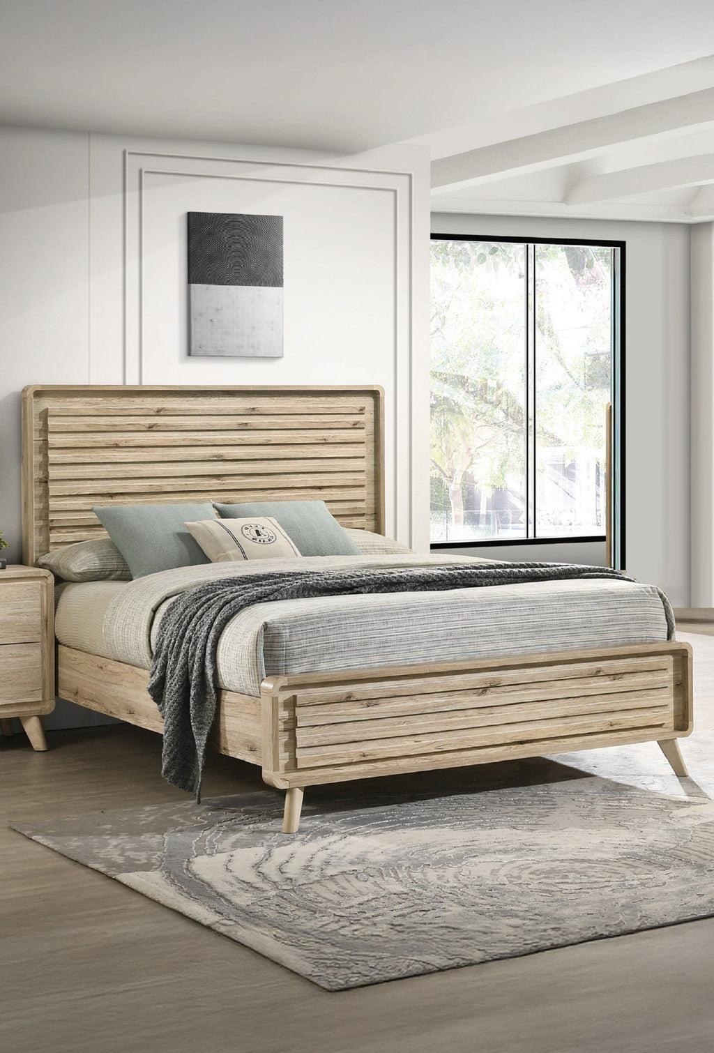Mid-Century-Inspired King Size Panel Bed
