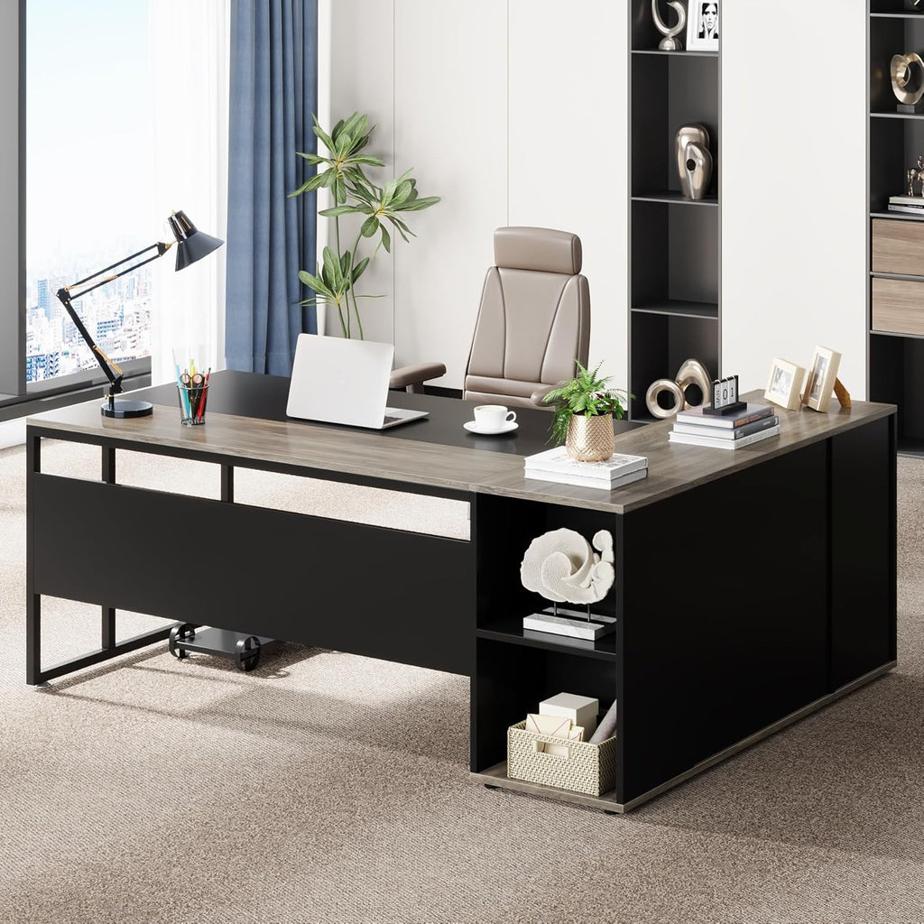 71 Inch Executive Desk with Cabinet Storage
