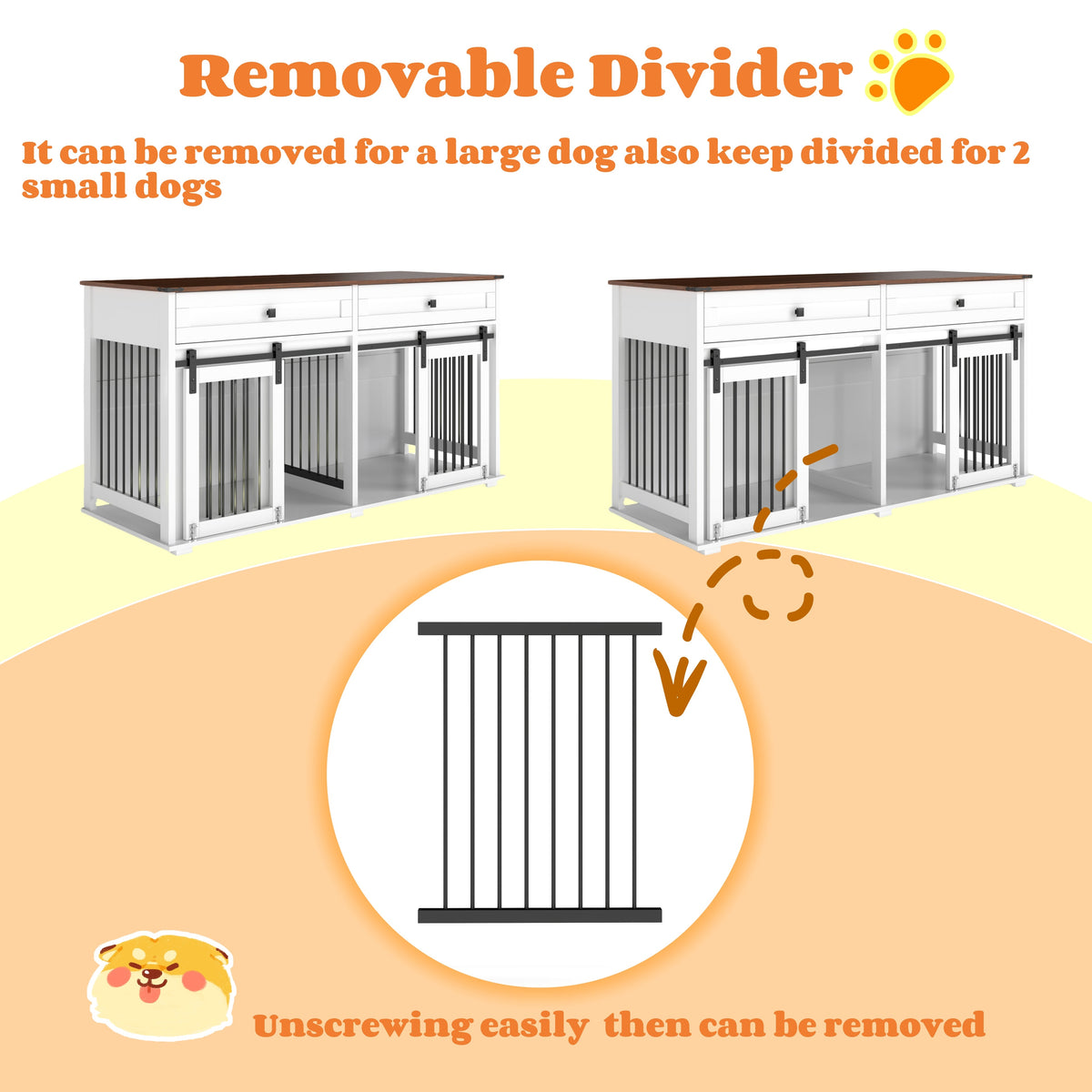 63" Large Dog Crate Furniture for Double Dogs