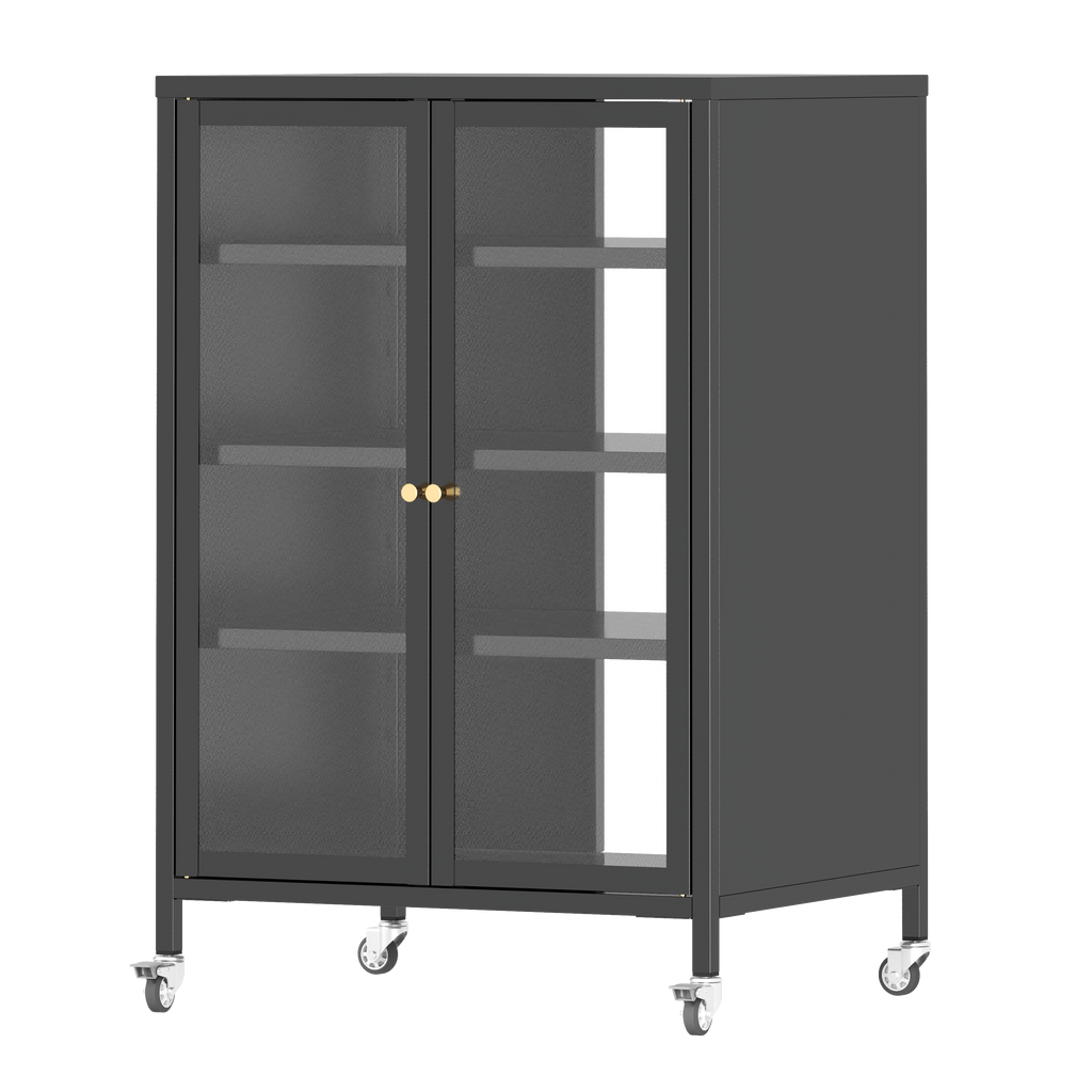 35.8" High Media Storage Cabinet with Wheels