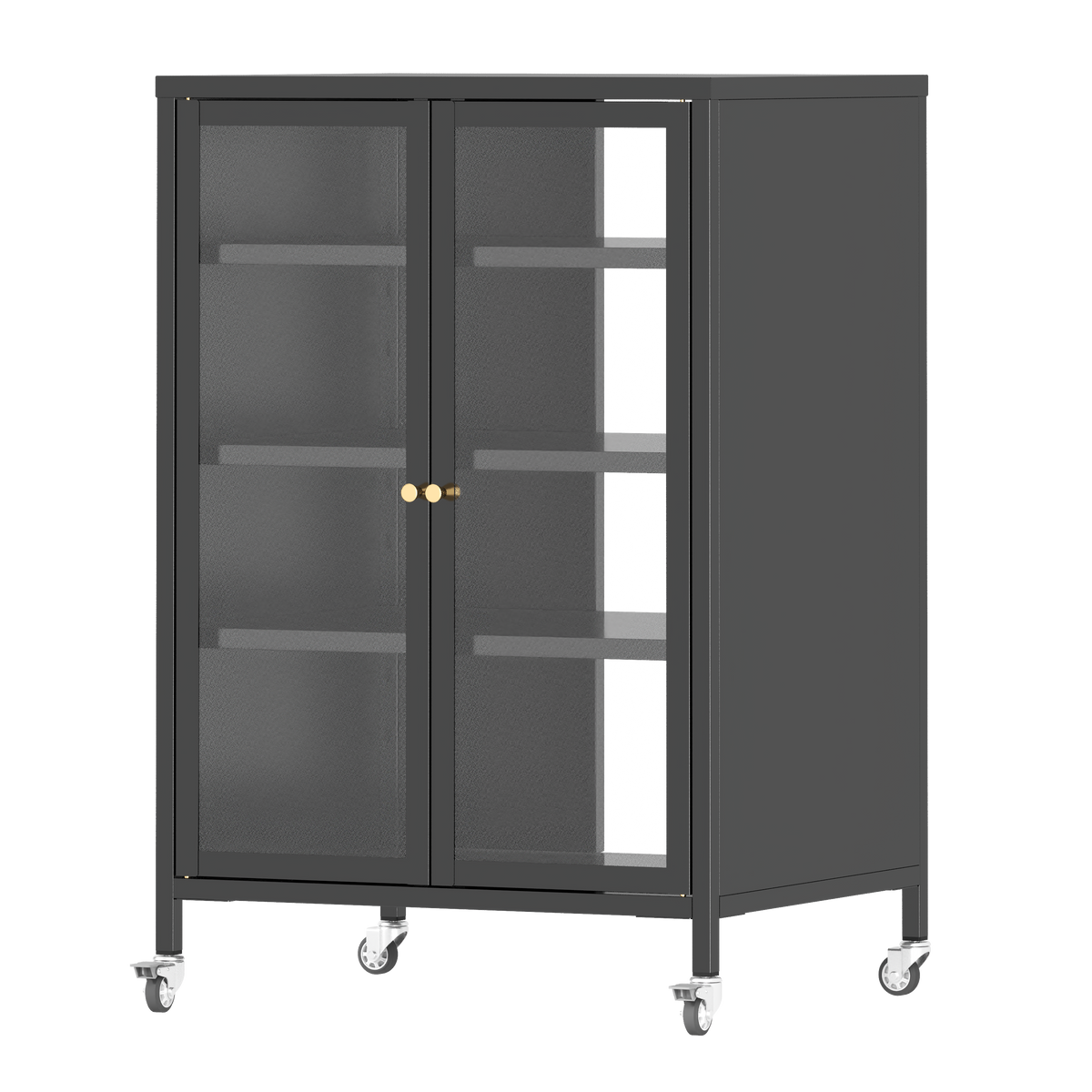 35.8" High Media Storage Cabinet with Wheels