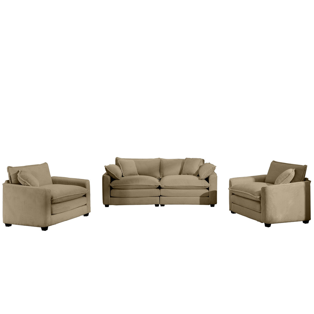 Warm and Cozy Sofa Set with Soft Cushions and Pillows