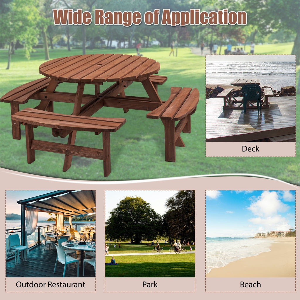 8 Person Wooden Picnic Table