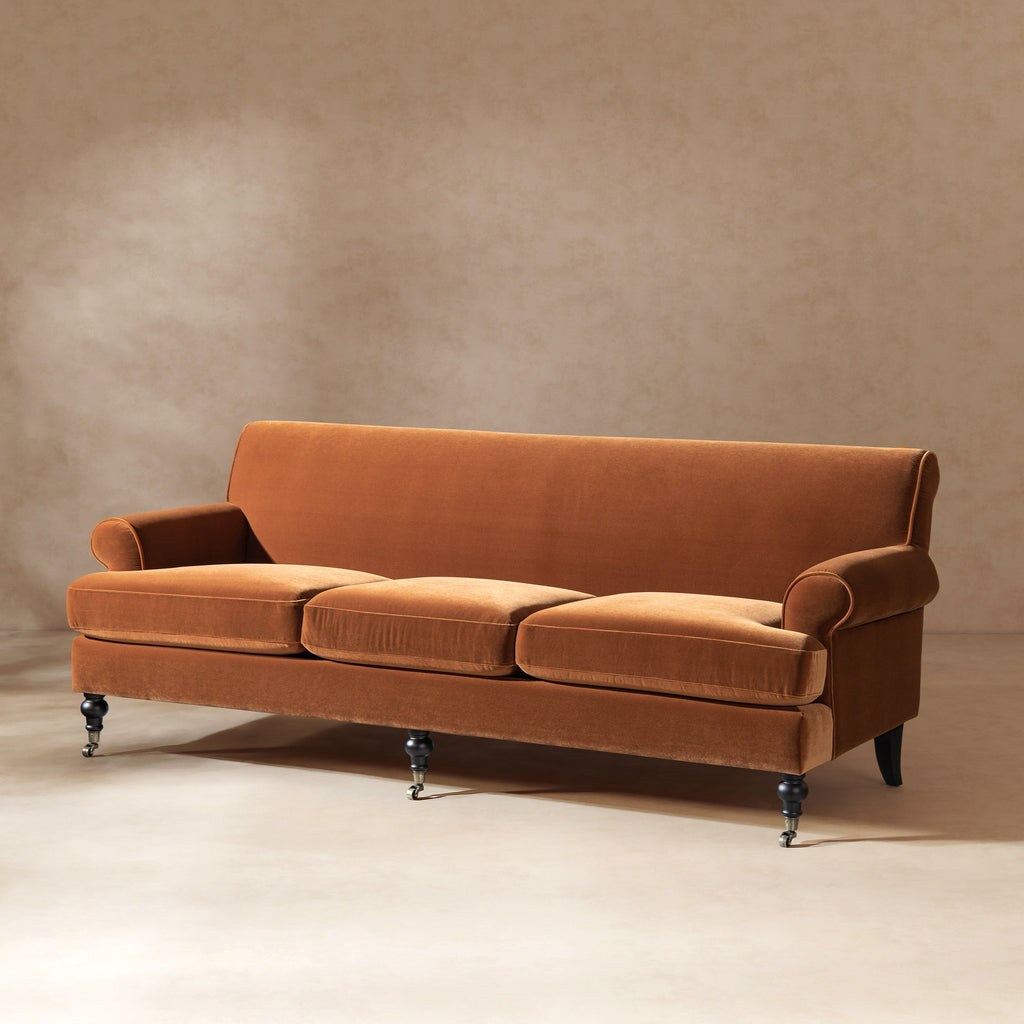 Alana Lawson Three-Cushion Tight Back Sofa, Burnt