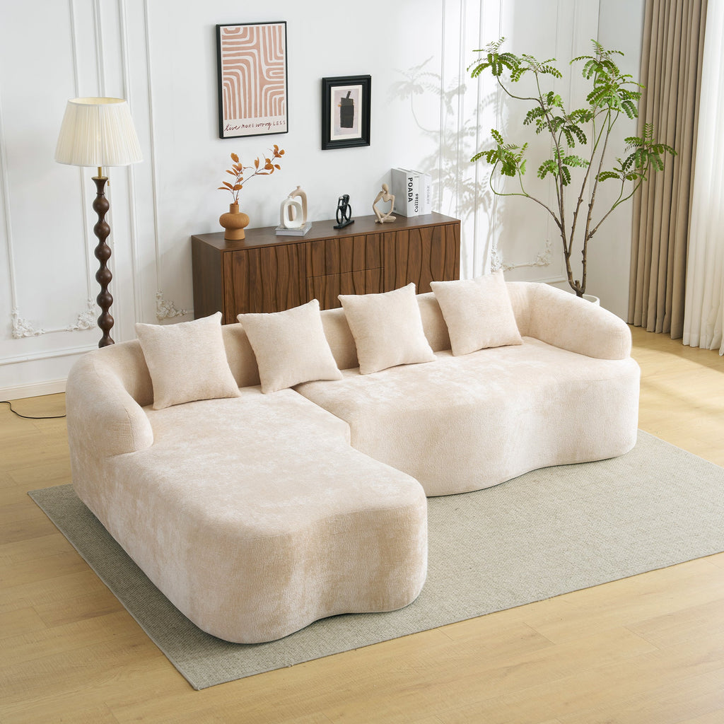 Full Compression L-Shape Sectional Sofa with Curved Chaise