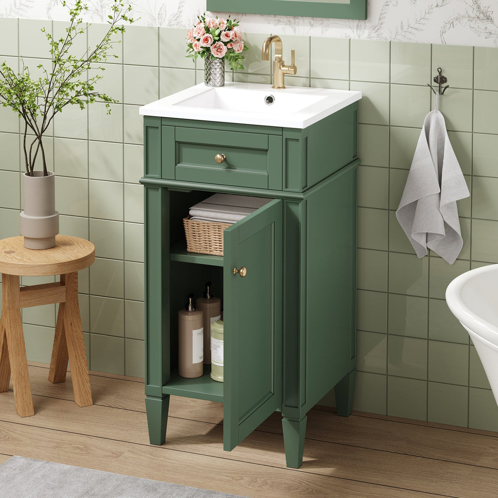 16-Inch Bathroom Vanity with Ceramic Sink