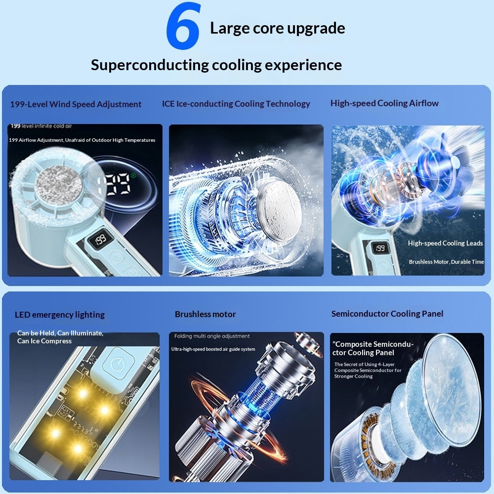 High-Speed Handheld Mini Fan With Digital Display Ice-Cooling Portable For Outdoor And Desk Use