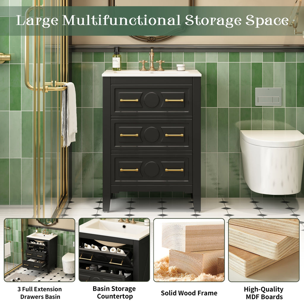 24'' Bathroom Vanity with Ceramic Sink Combo