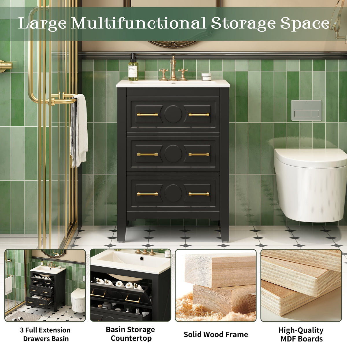 24'' Bathroom Vanity with Ceramic Sink Combo