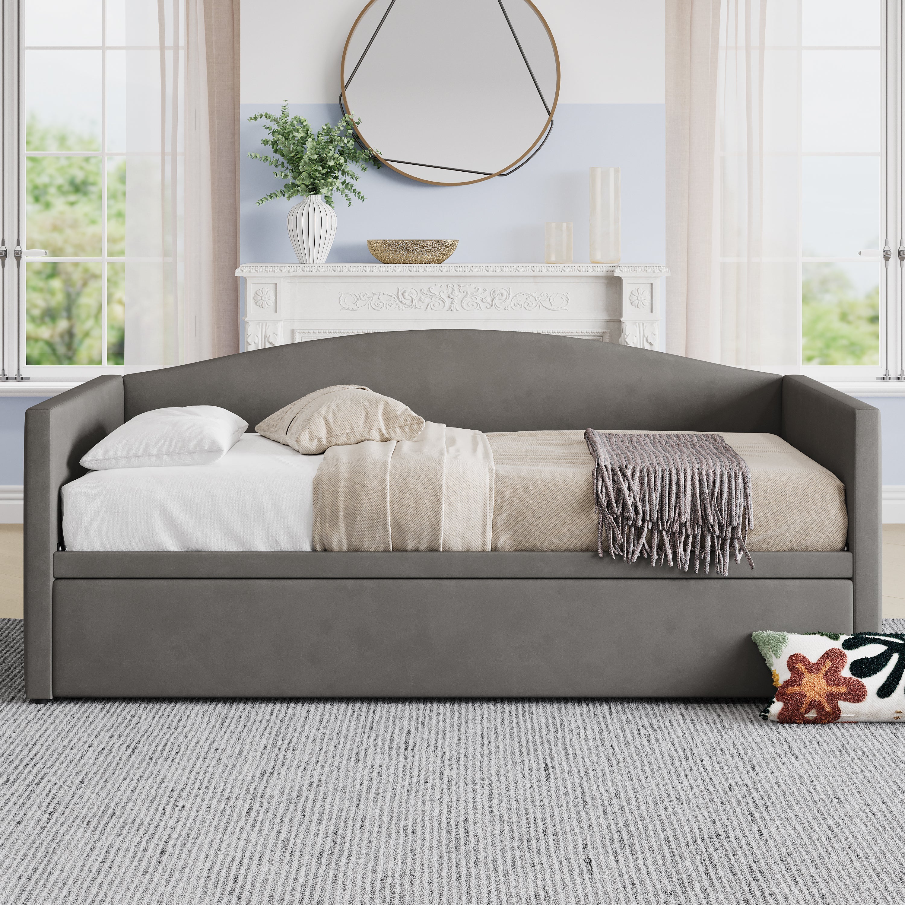 Twin Size Daybed with Extended Pop Up Trundle