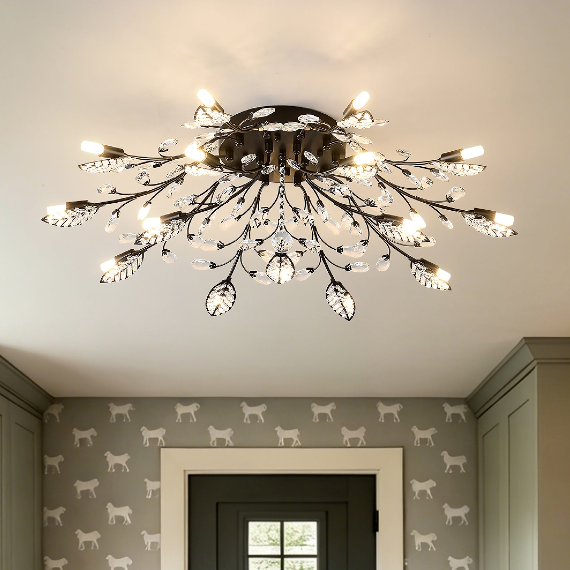 15-Light Chandelier Crystal Ceiling Lamp