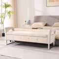 67.91" Wide Velvet Storage Soft Bench with Armrests