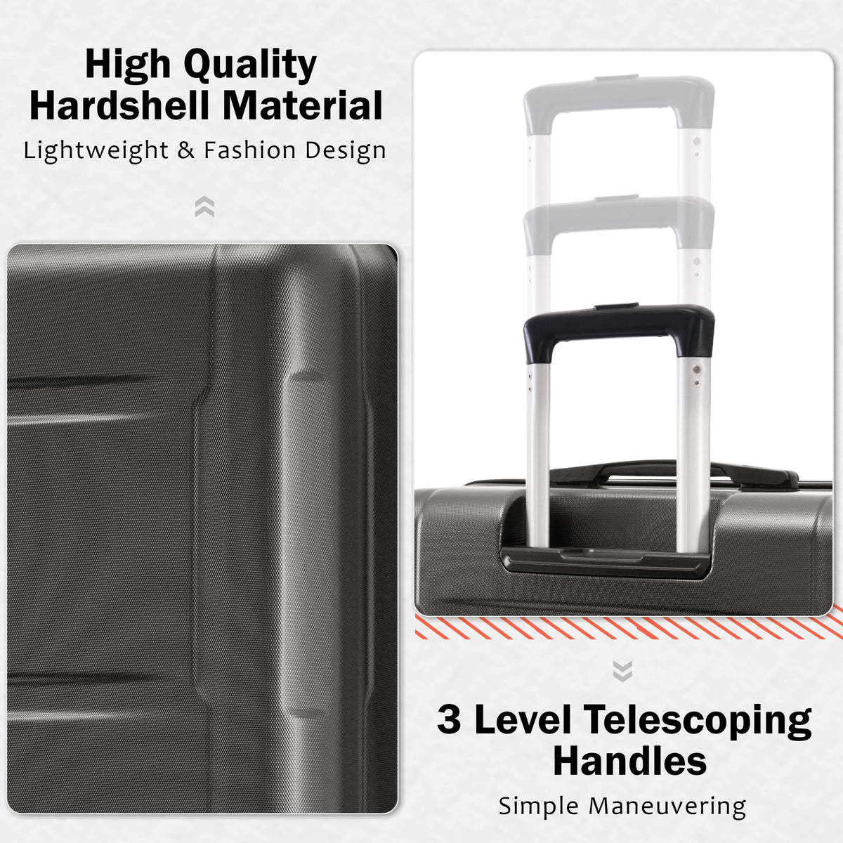 2 Piece Luggage Set with Expandable Spinner Wheels
