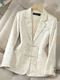 Chinese-style Solid-color Elegant Jacquard Two-button Blazer
