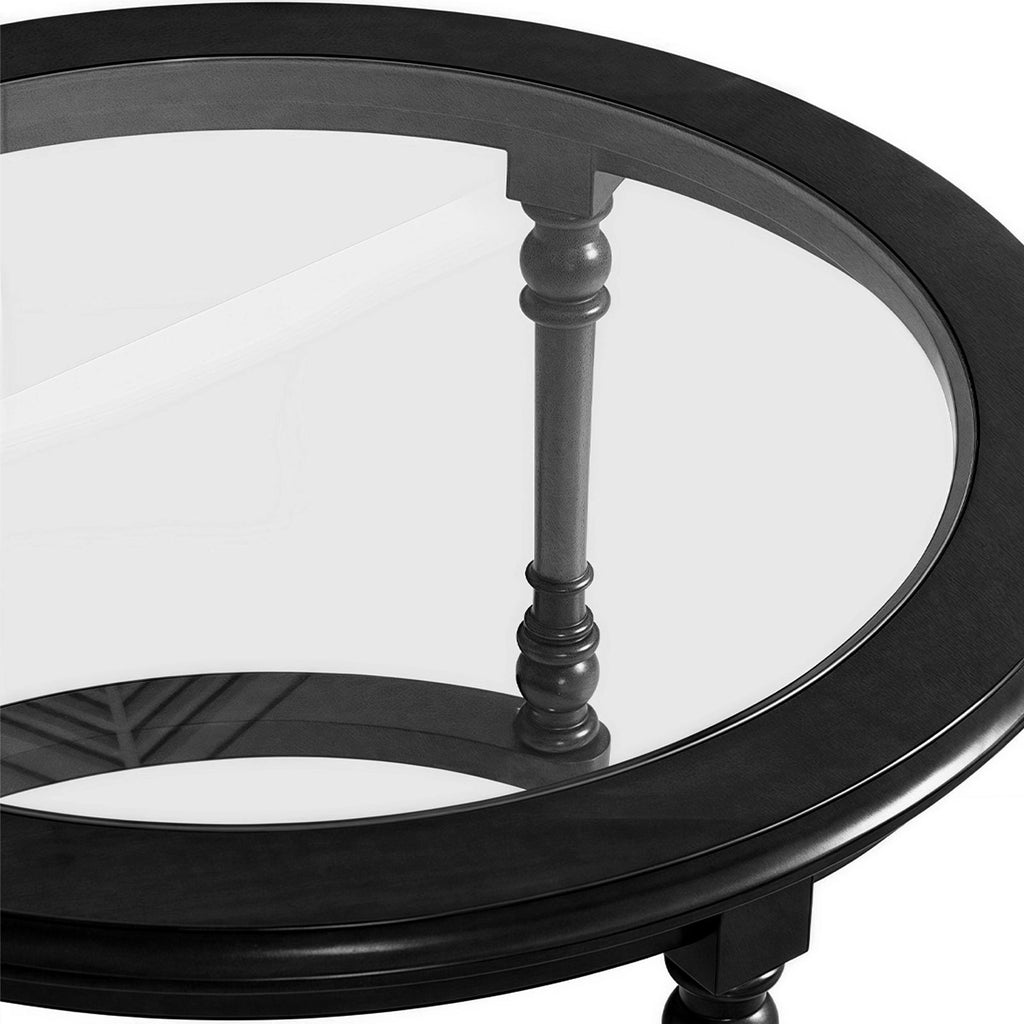 Modern Nesting Coffee Table Set with Glass and Solid Wood Frame