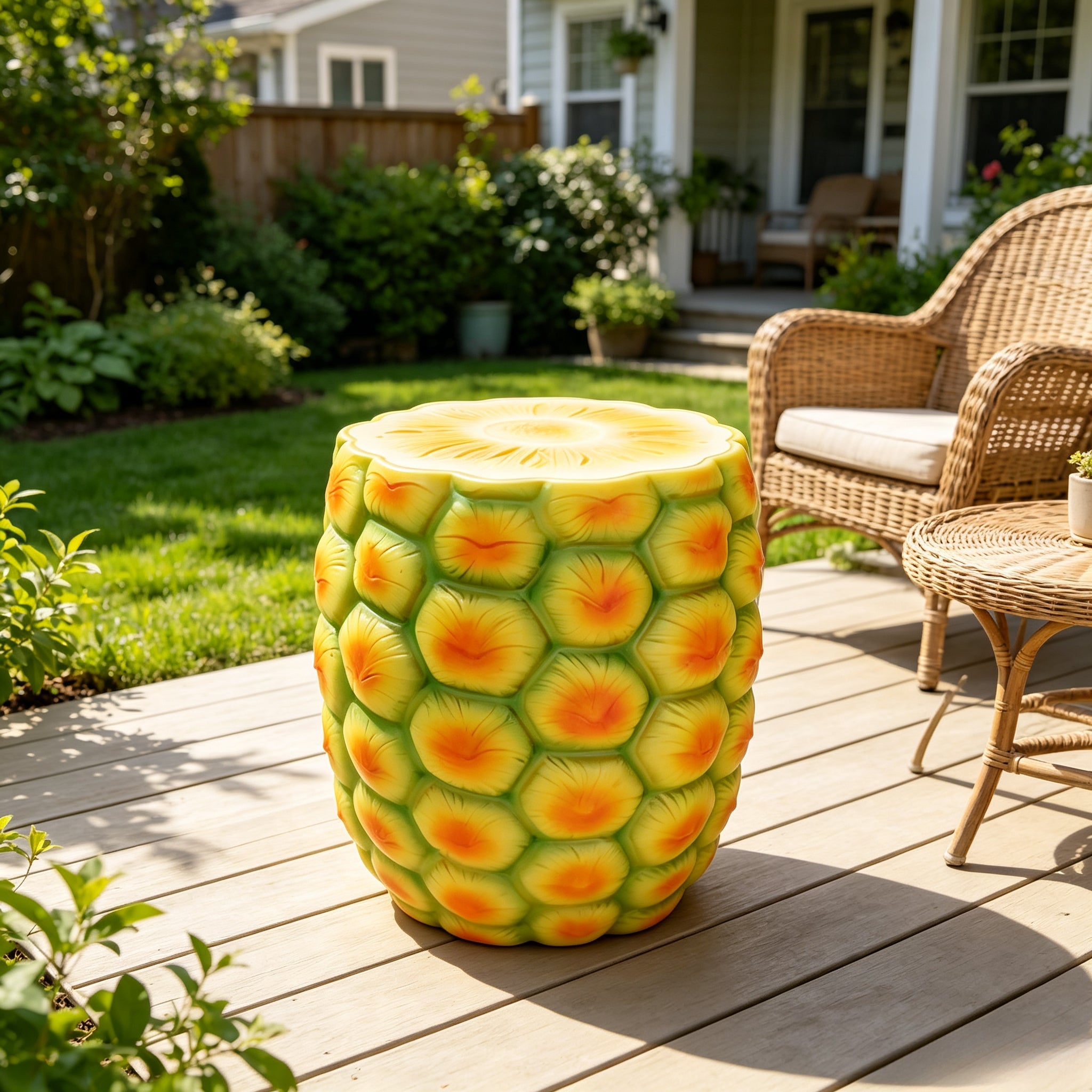 14" Oversized Pineapple Shaped Resin Stool