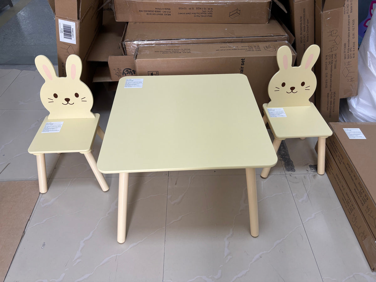 Kids Table and Chair Set with 2 Bunny Chairs