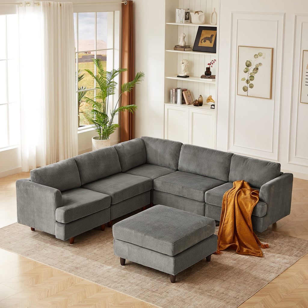 Modern Modular Sectional Couch - 6 Seaters Sleeper Sofa