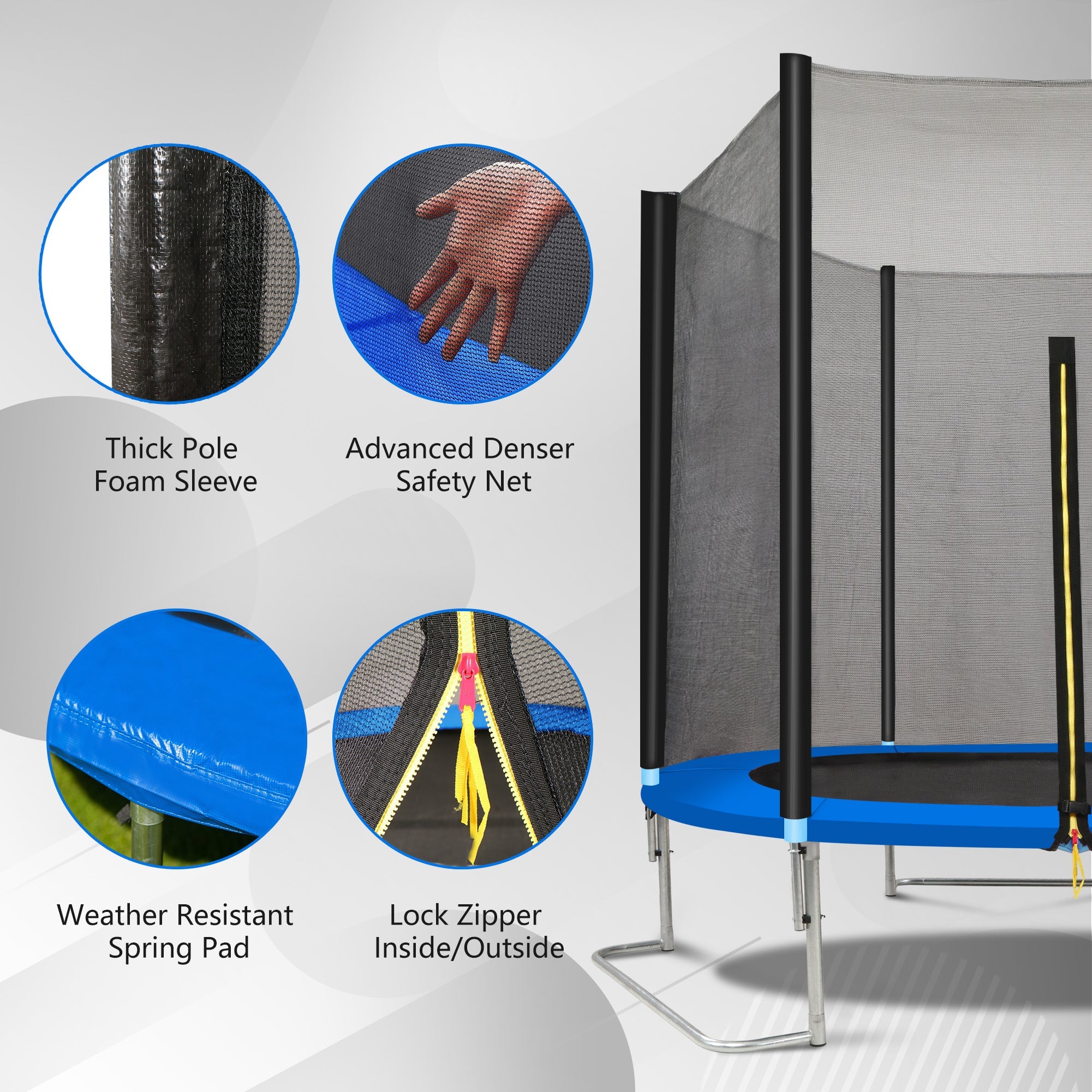 YC 8FT Trampoline Outer Net with Soft Basketball Board