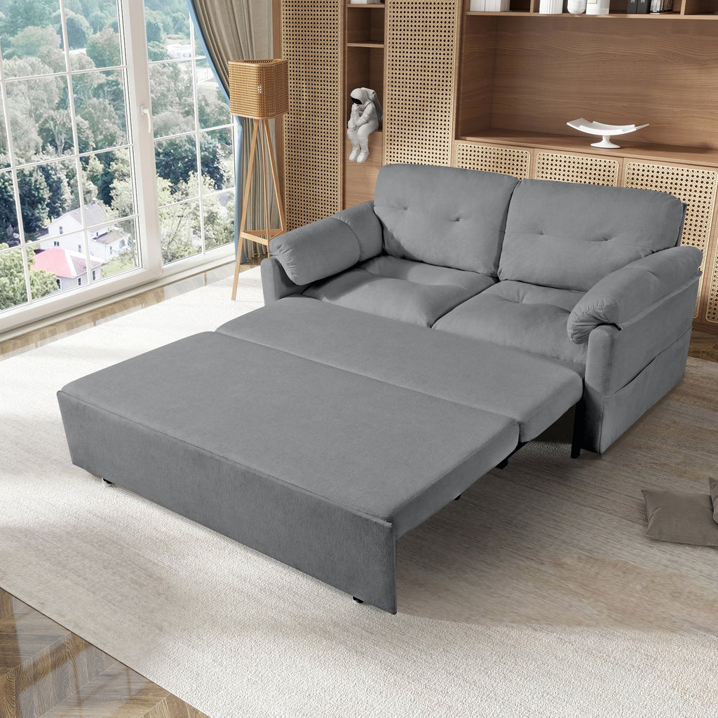 Convertible Pull-Out Queen Sleeper Sofa, 3-in-1 Design