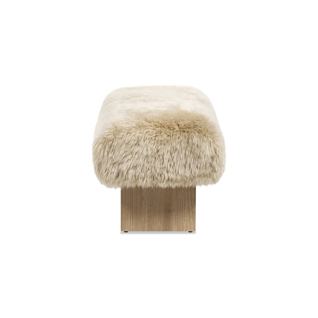 Leda 49" Sheepskin Fur Rectangular Accent Bench