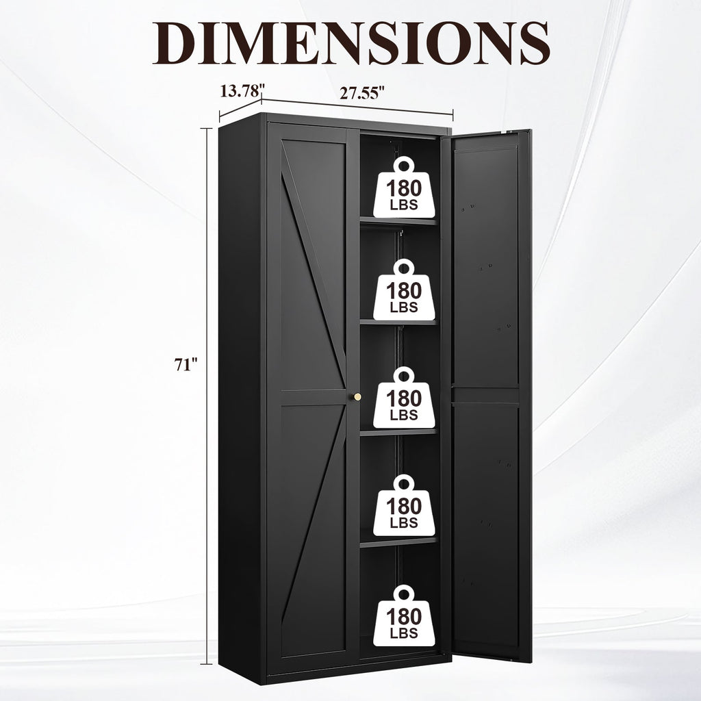 2 Doors Metal Storage Cabinet Kitchen Pantry Cabinet