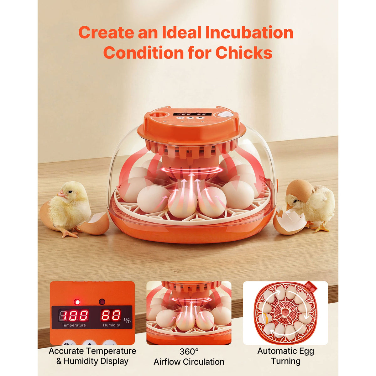 12 Egg Incubator with Automatic Egg Turner