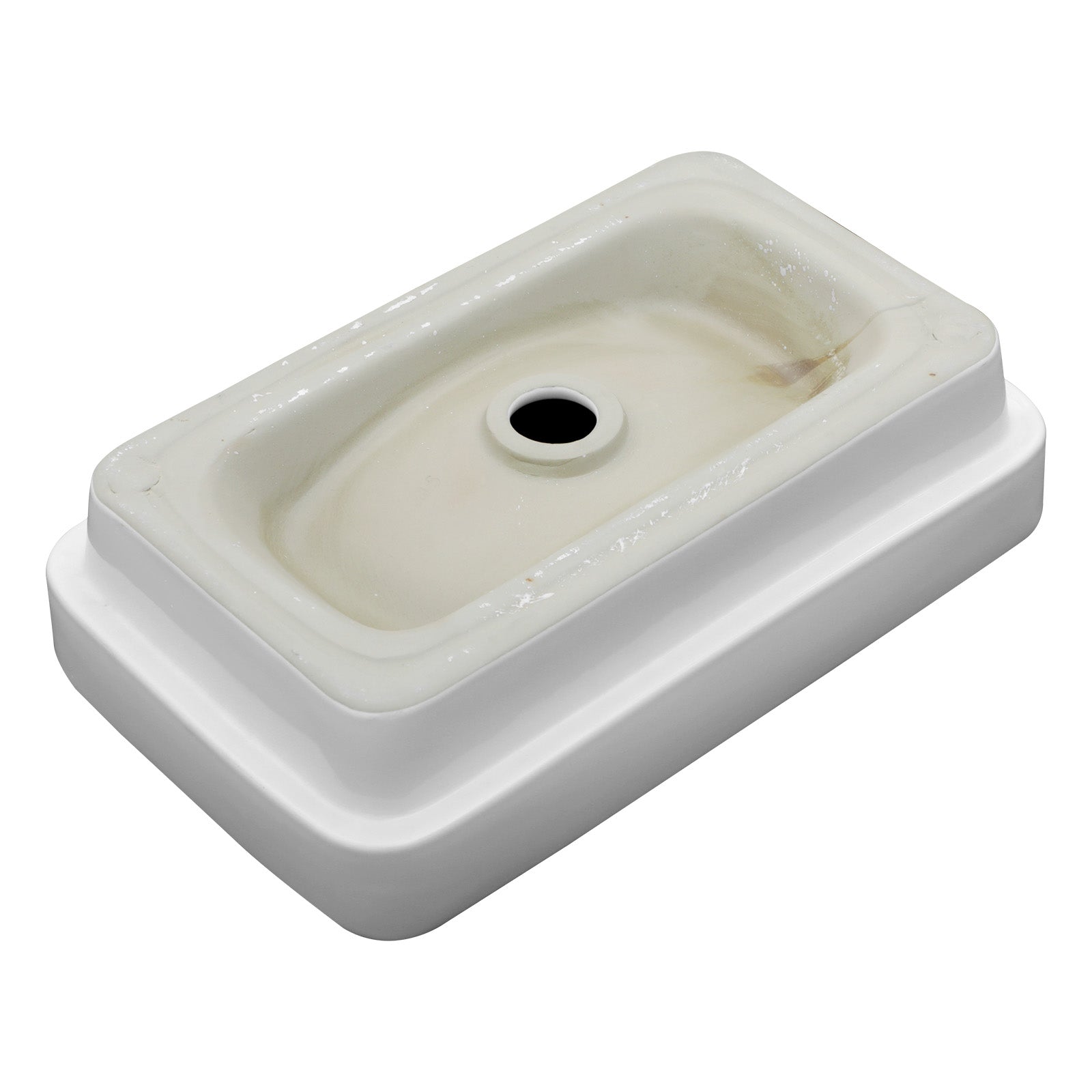 19"x12" White Semi-Recessed Ceramic Bathroom Sink