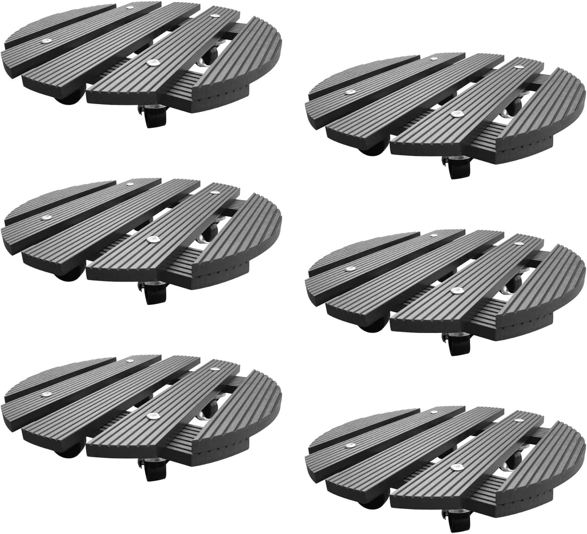 6-Pack 12" Round Plant Stand with 360° Lockable Caster Wheels