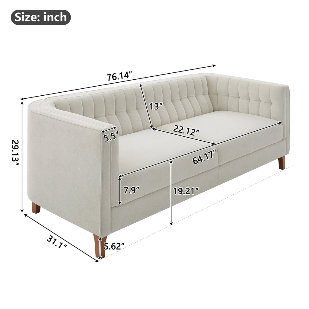 Modern 3-Seater Sofa 76" Upholstered Couch