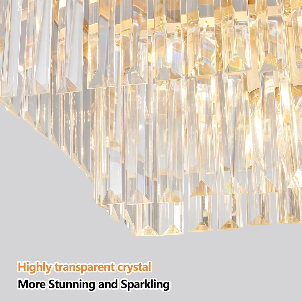 Rectangular Crystal Chandelier Adjustable