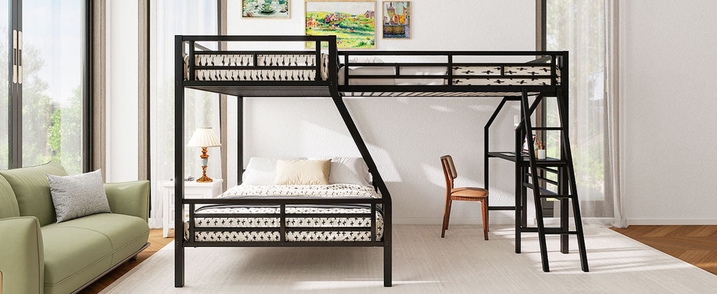 Twin over Full Bunk Bed with Loft Bed and Desk
