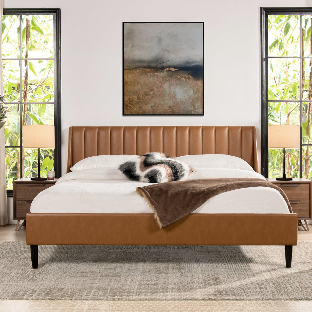 Aspen Vertical Tufted Headboard Platform Bed Set, King