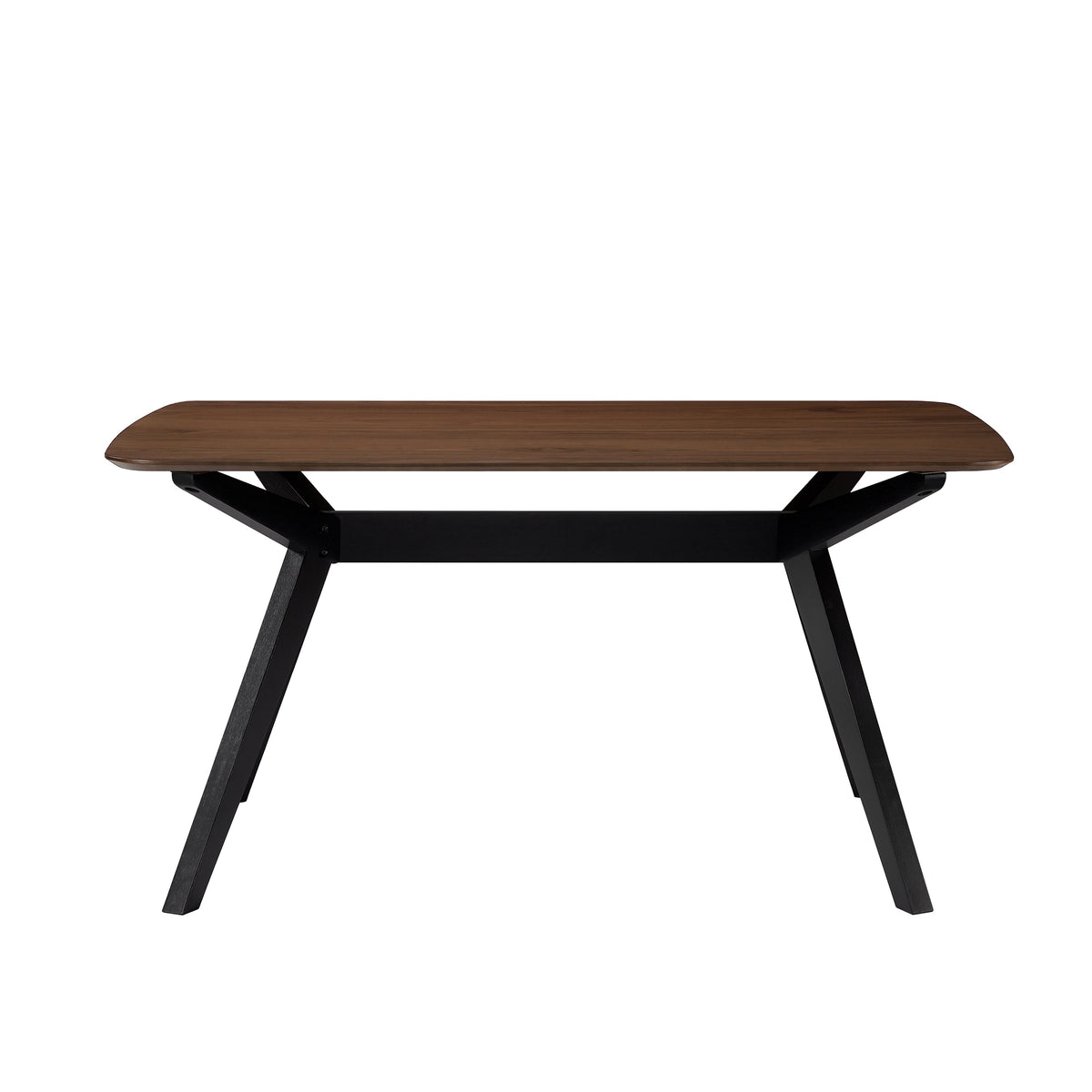 5-Piece Upholstered Dining Set With Rubberwood Frame, Grey+Walnut+Black
