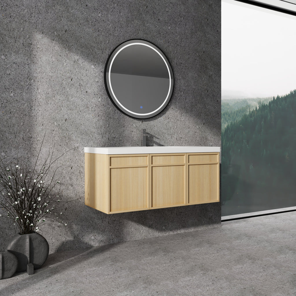 48" Wall-Mounted Bathroom Vanity with Resin Sink