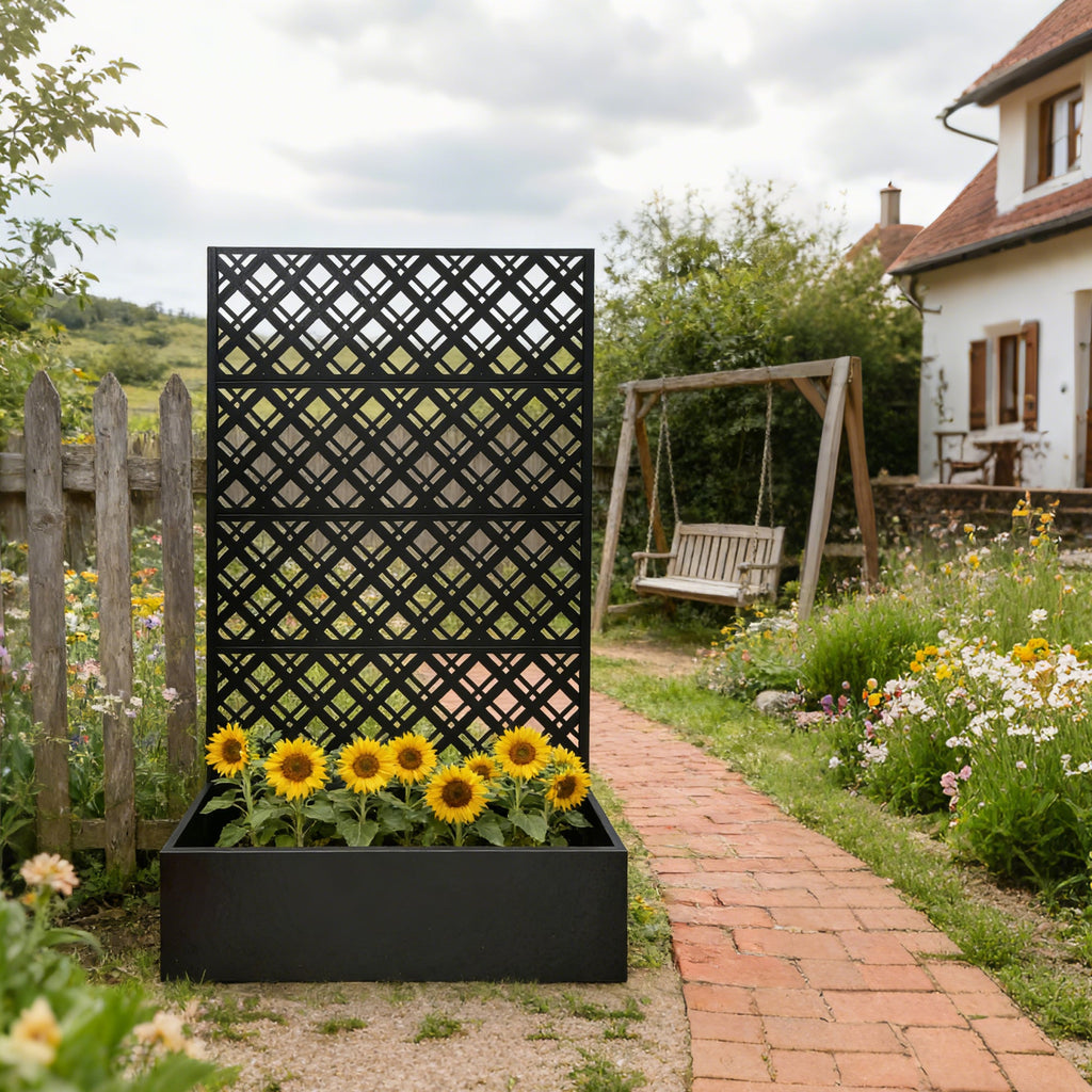 Metal Planter Raised Garden Bed with Trellis