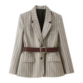 Fashionable Herringbone Blazer With A Belt