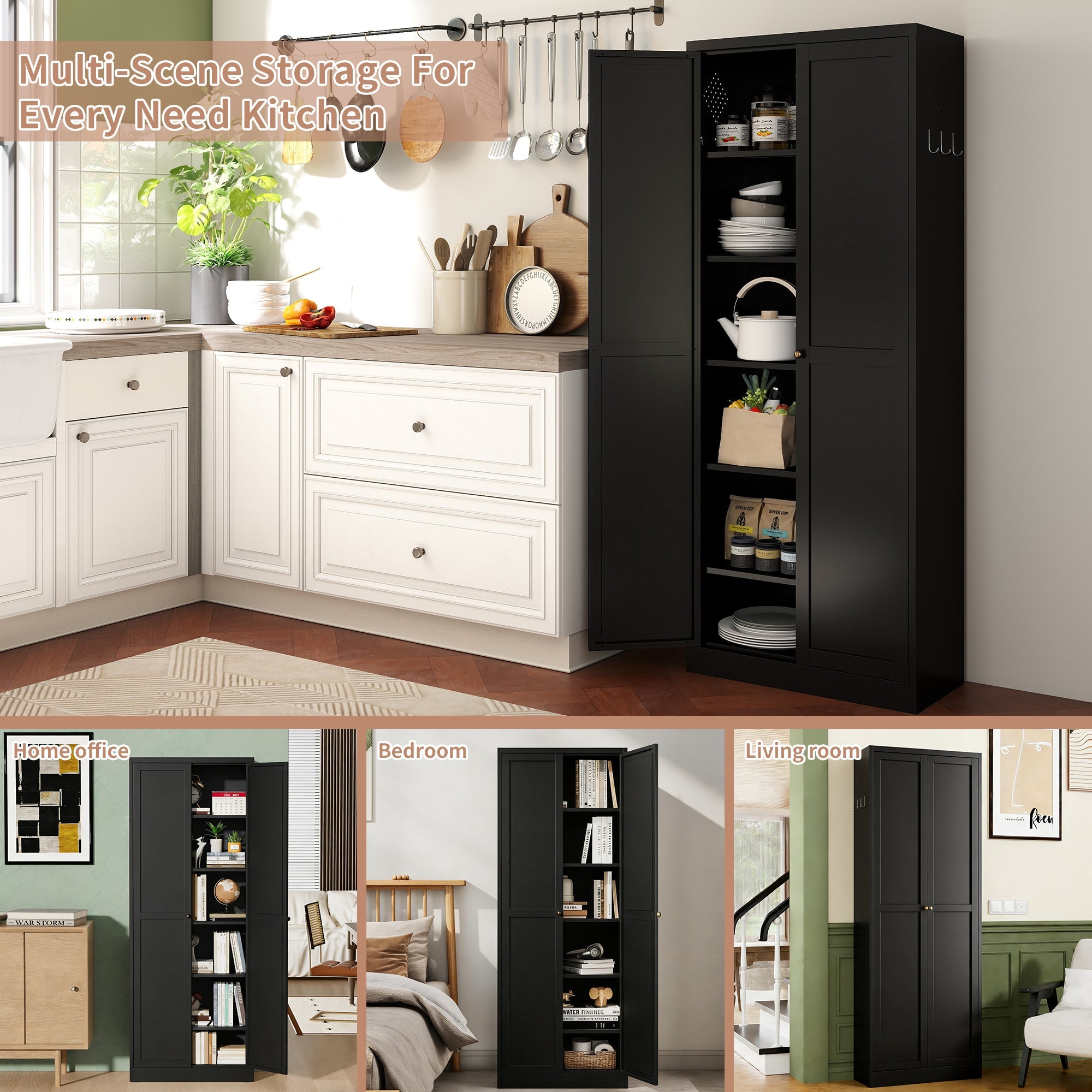 72" Metal Pantry Cabinet