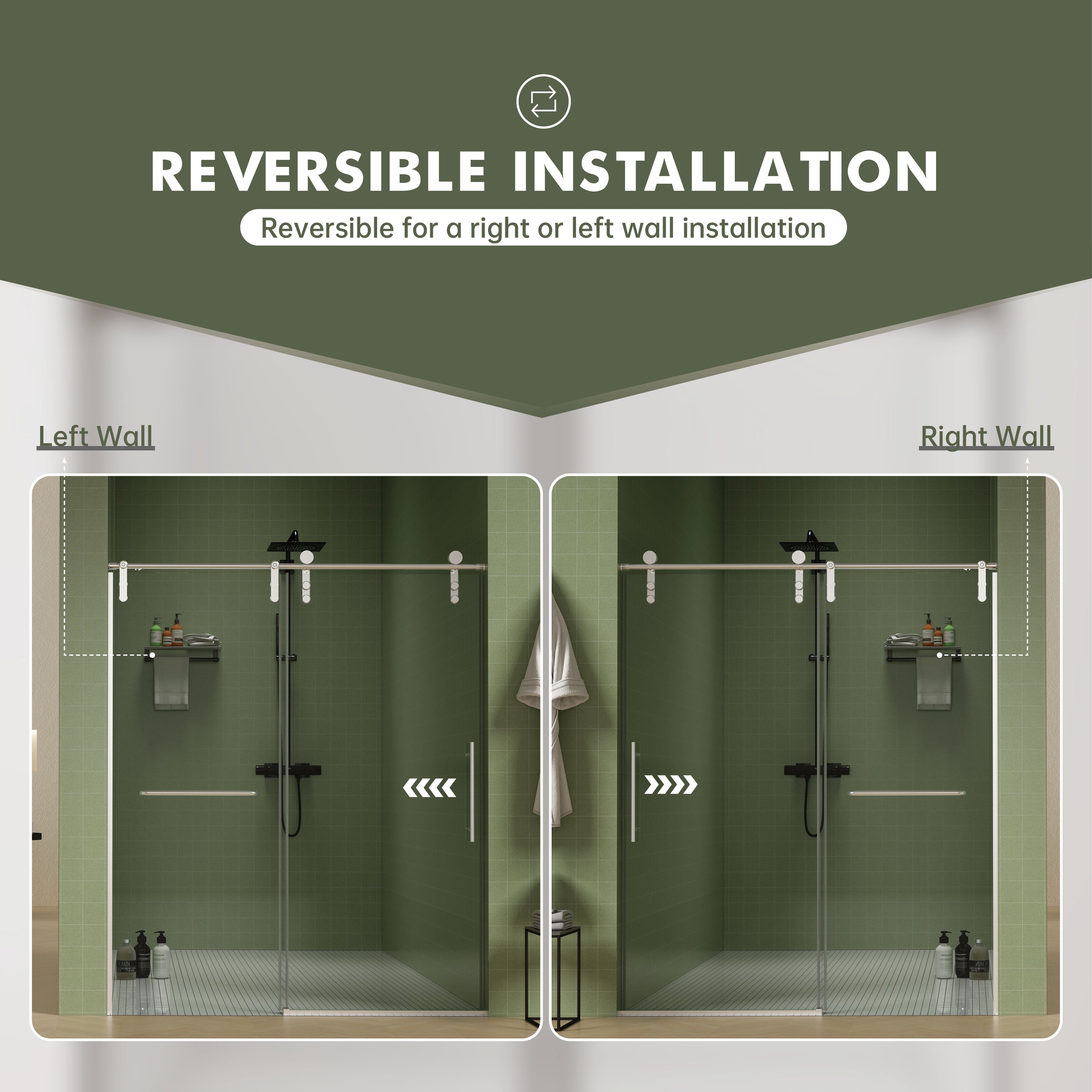 56"-60"W x 76"H Frameless Shower Door