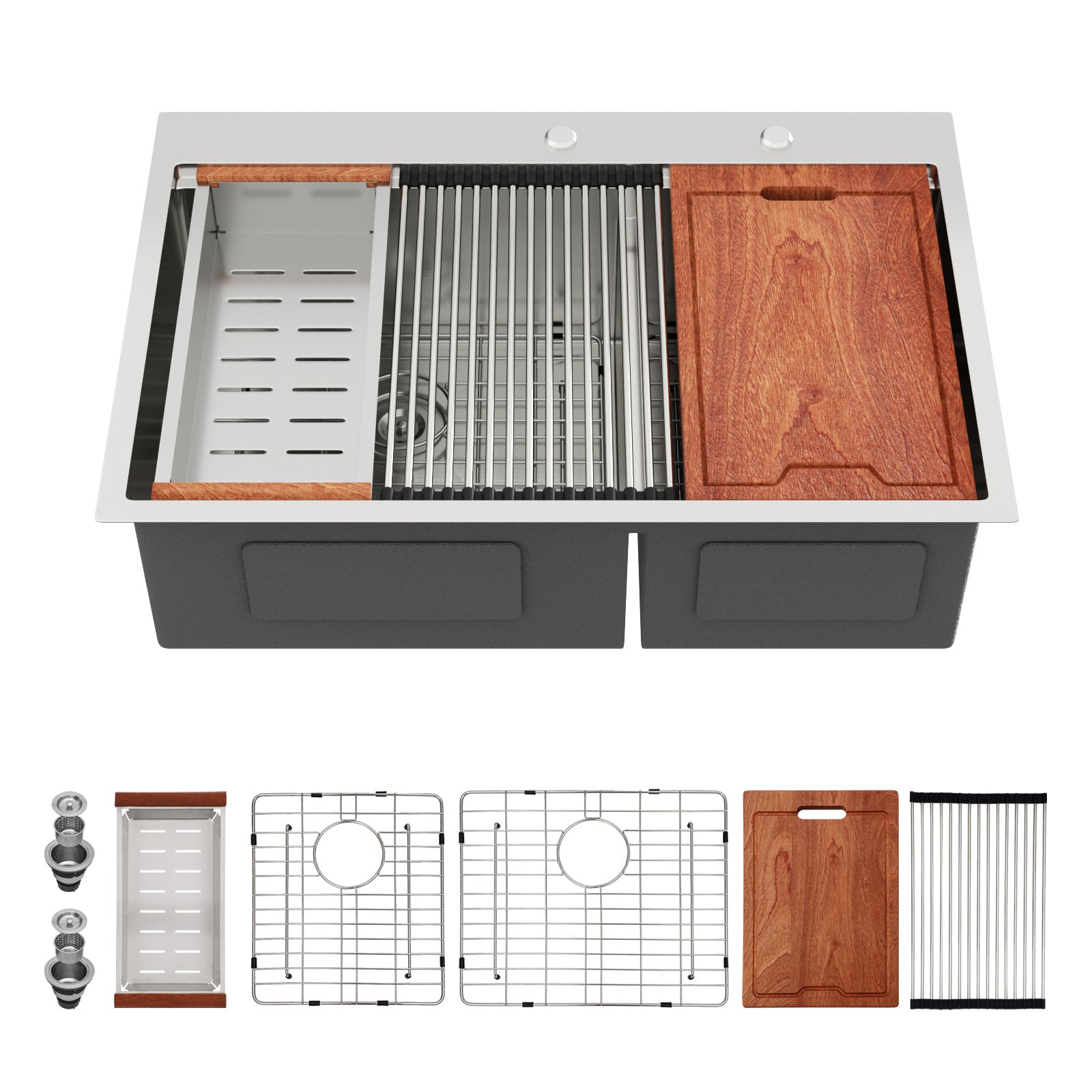 Topmount Drop In Kitchen Sink - 36"x 22" Double Bowl