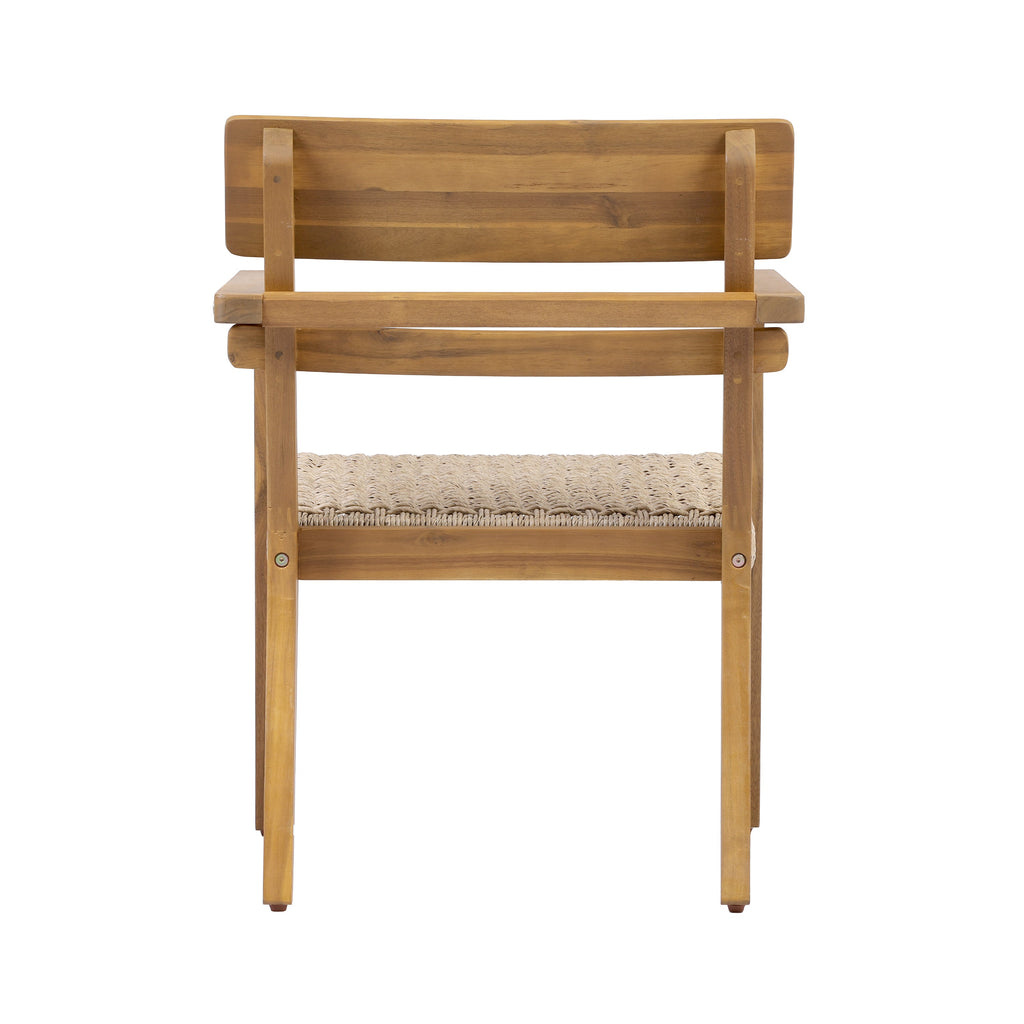 Outdoor Acacia Wood Dining Chairs with Woven Wicker Seats